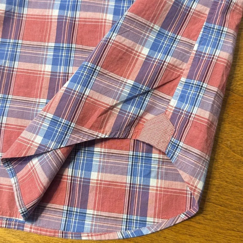Banana Republic Pink and Blue Plaid Long Sleeve Shirt